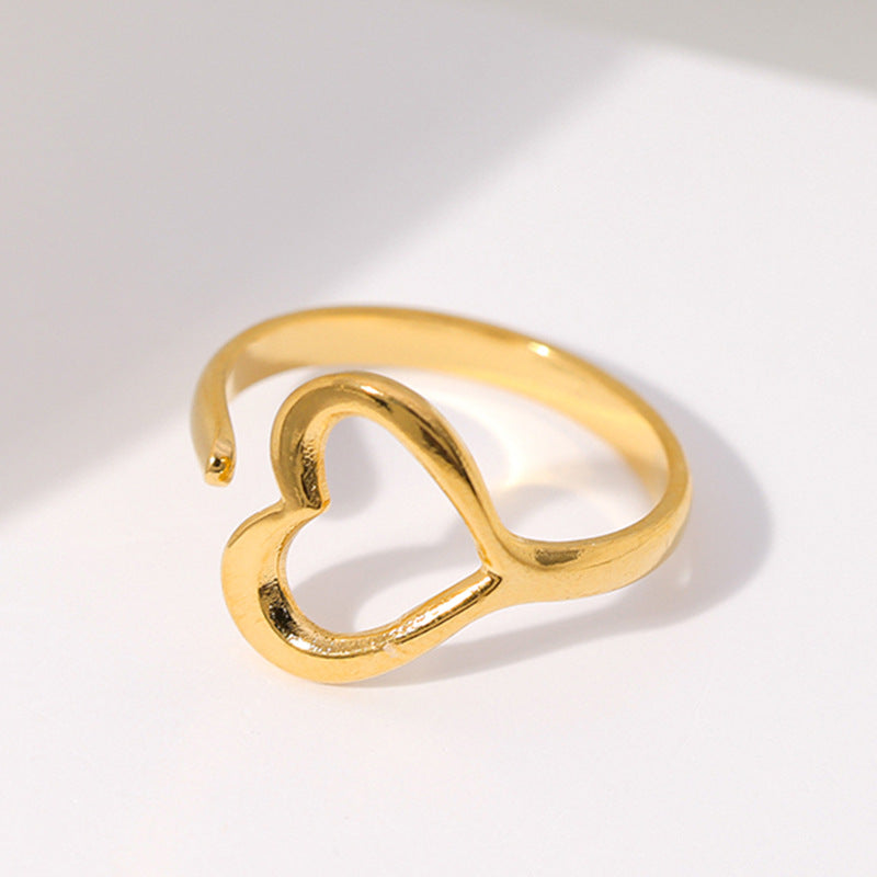 tiny love ring in gold finish; elegant tiny love ring for women