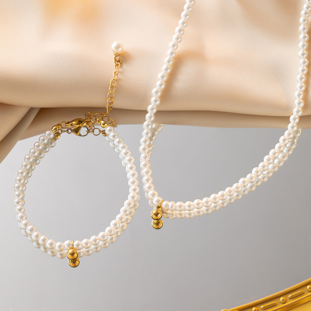 pearl drop set in premium finish; elegant pearl drop set for women