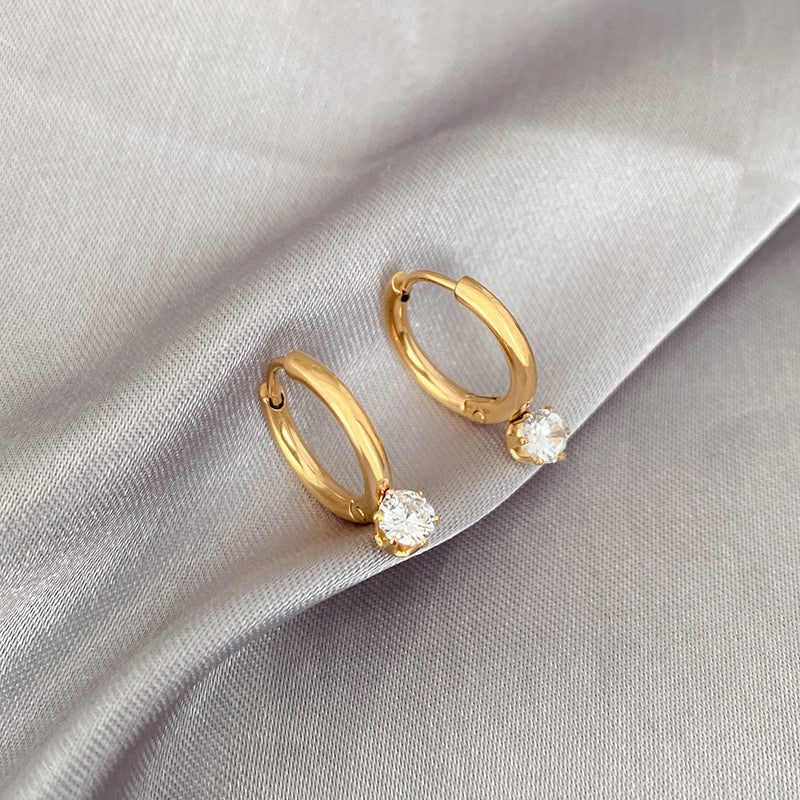 crystal charm earrings in gold finish; stylish crystal charm earrings for women