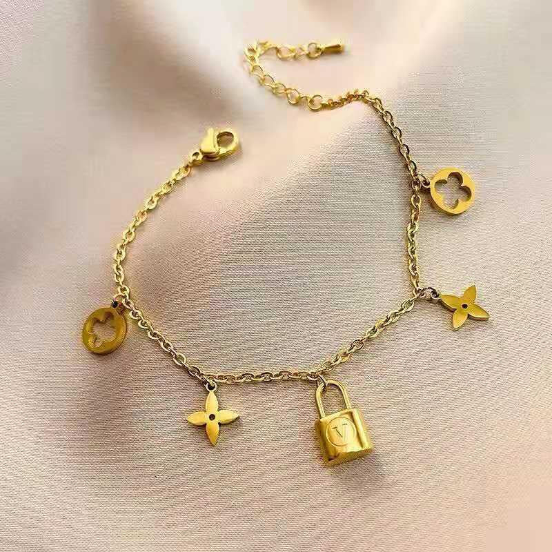 Close-up image of Lock & Bloom Bracelet on a white background