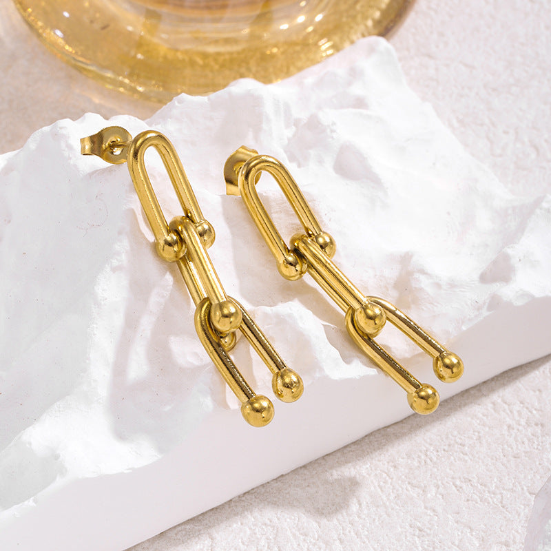 chain drop earrings in gold finish; stylish chain drop earrings for women