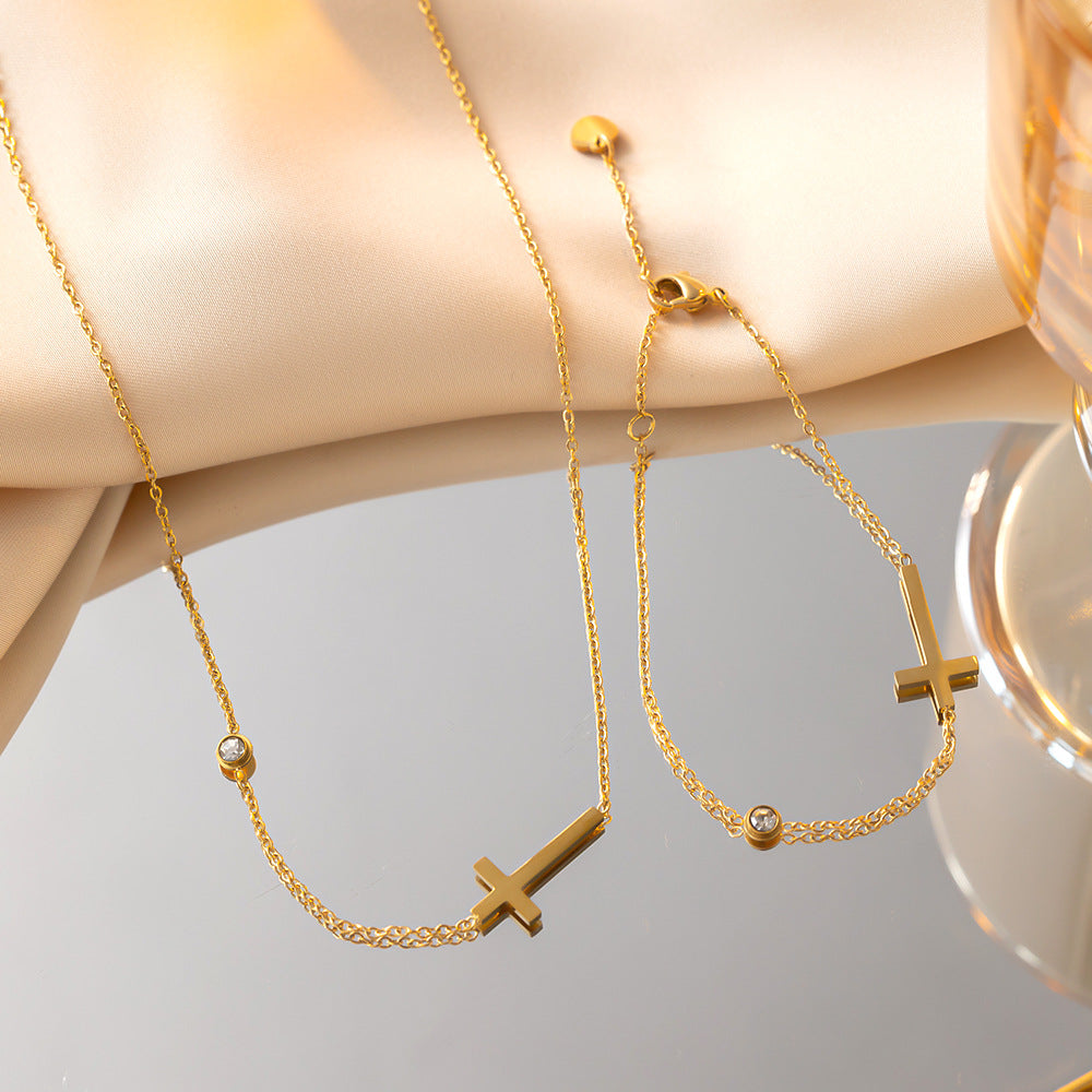 cross glow set in premium finish; elegant cross glow set for women