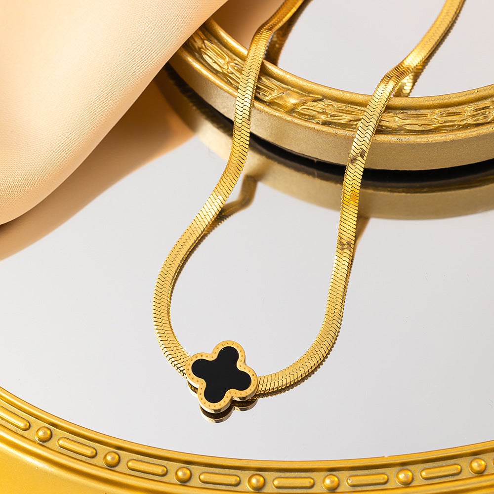 golden clover set in premium finish; elegant golden clover set for women