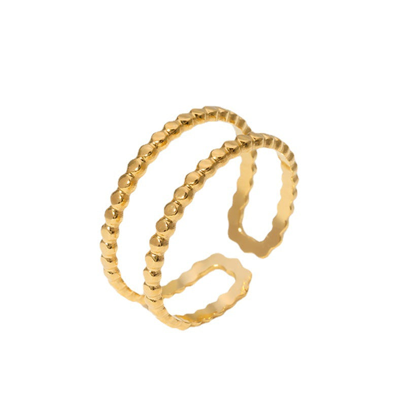 tiny beads ring in gold finish; elegant tiny beads ring for women