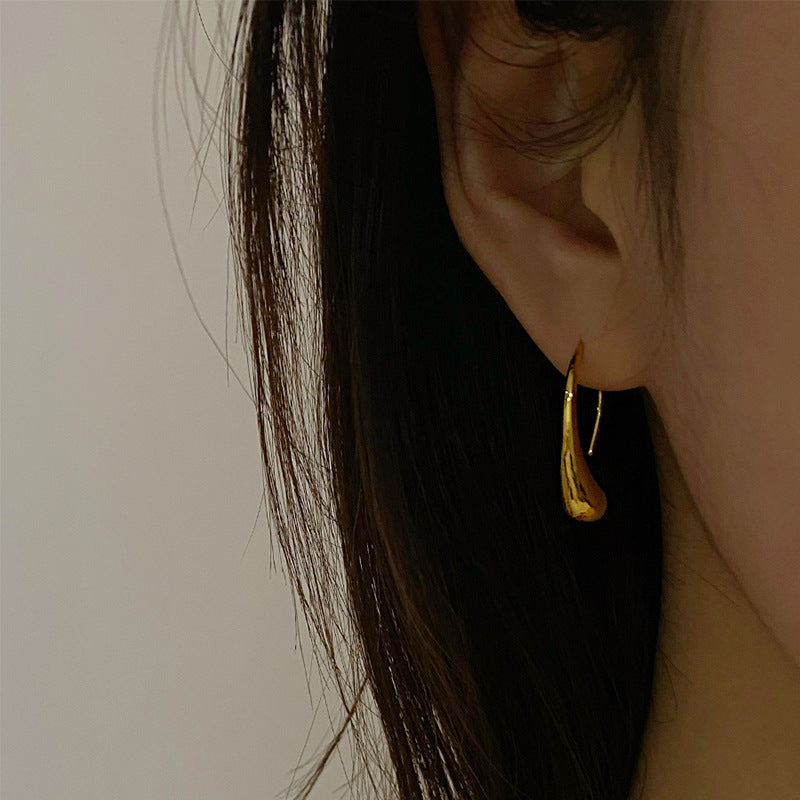 liquid gold earrings in gold finish; stylish liquid gold earrings for women