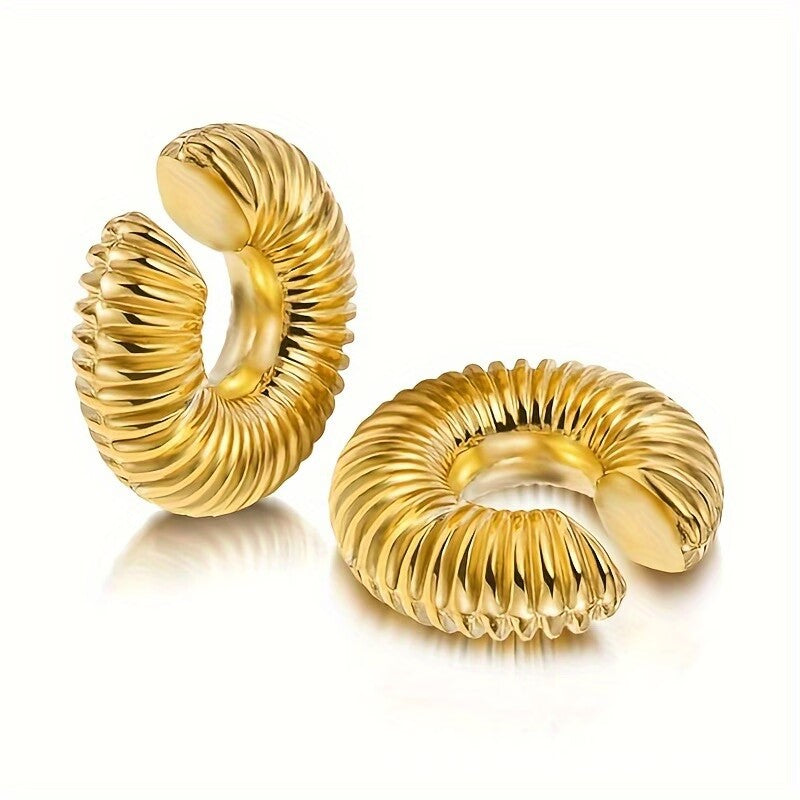 crown curl earrings in gold finish; stylish crown curl earrings for women