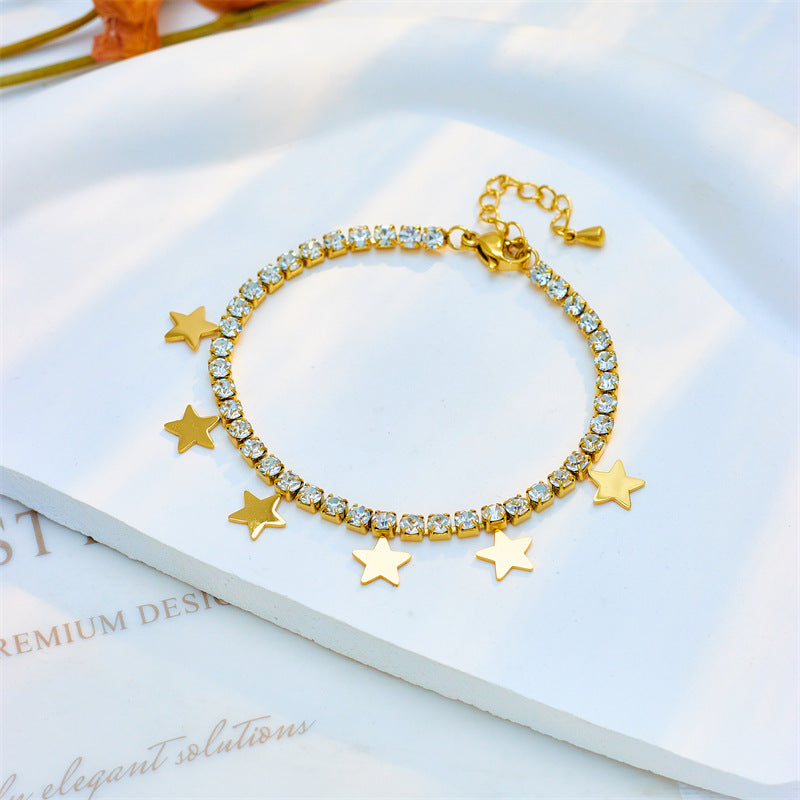 Close-up image of Crystal Stars Bracelet on a white background
