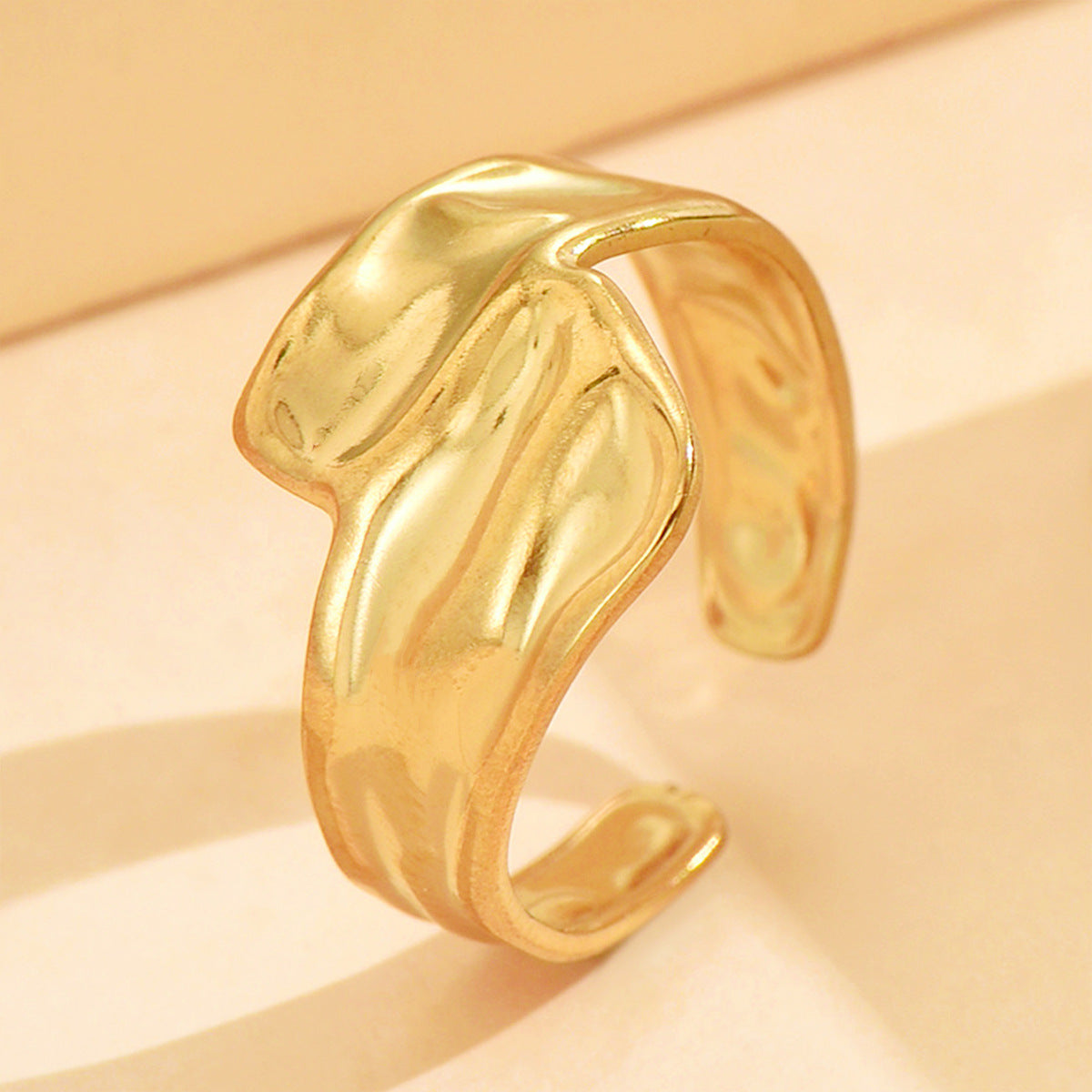 soft flow ring in gold finish; elegant soft flow ring for women