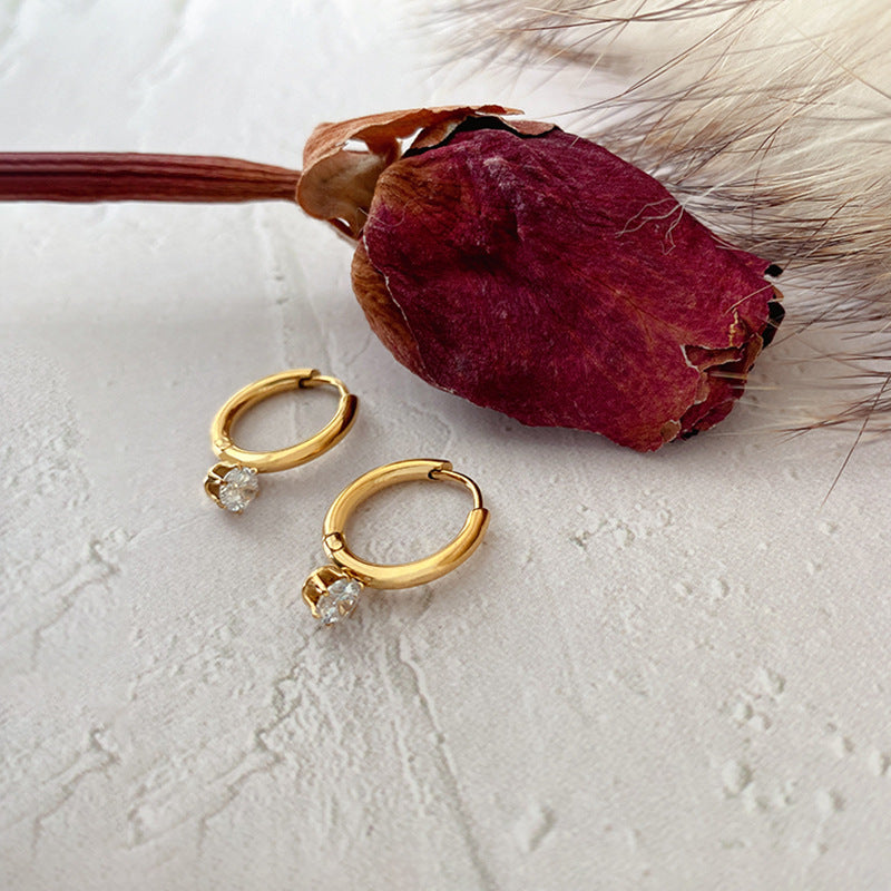 crystal charm earrings in gold finish; stylish crystal charm earrings for women