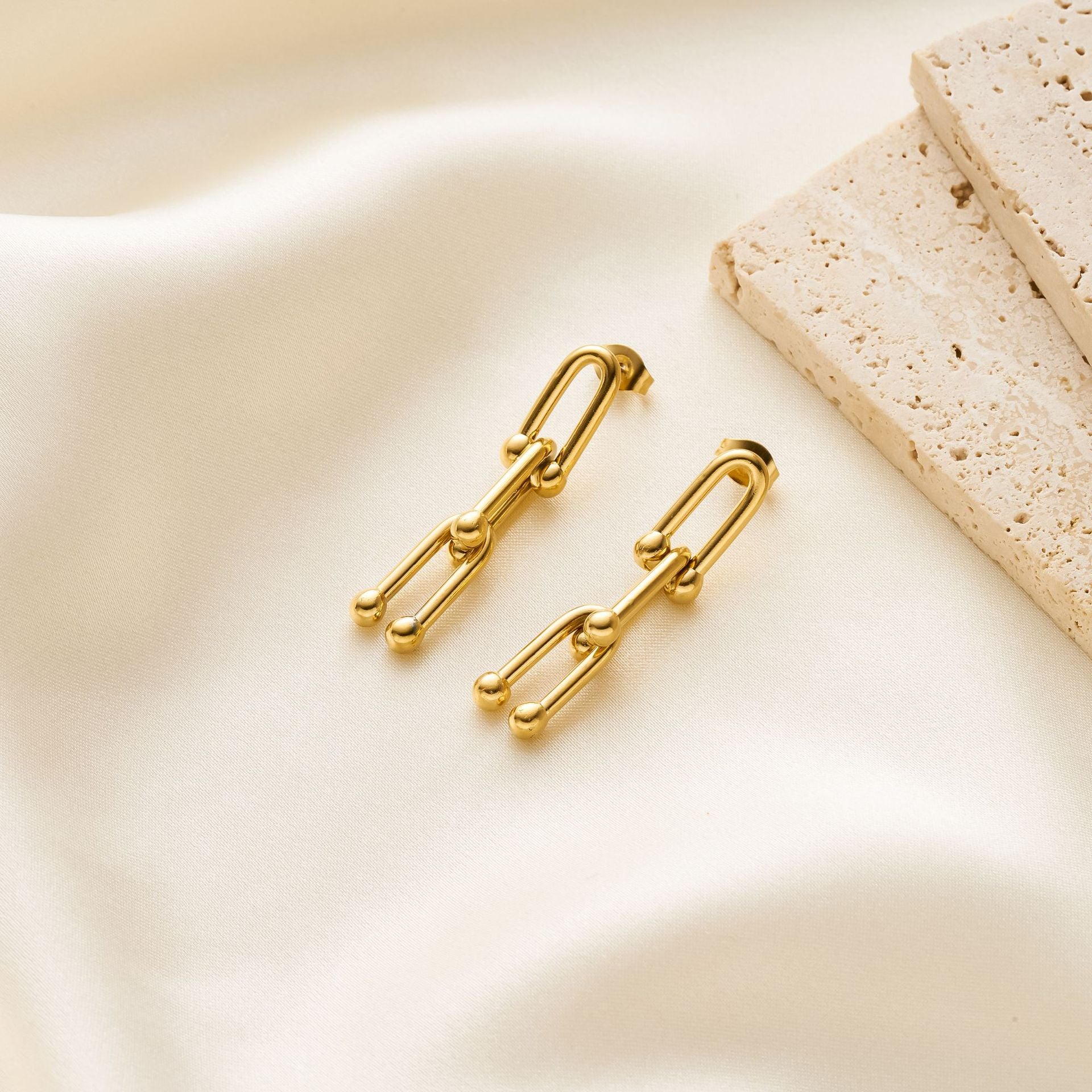 chain drop earrings in gold finish; stylish chain drop earrings for women