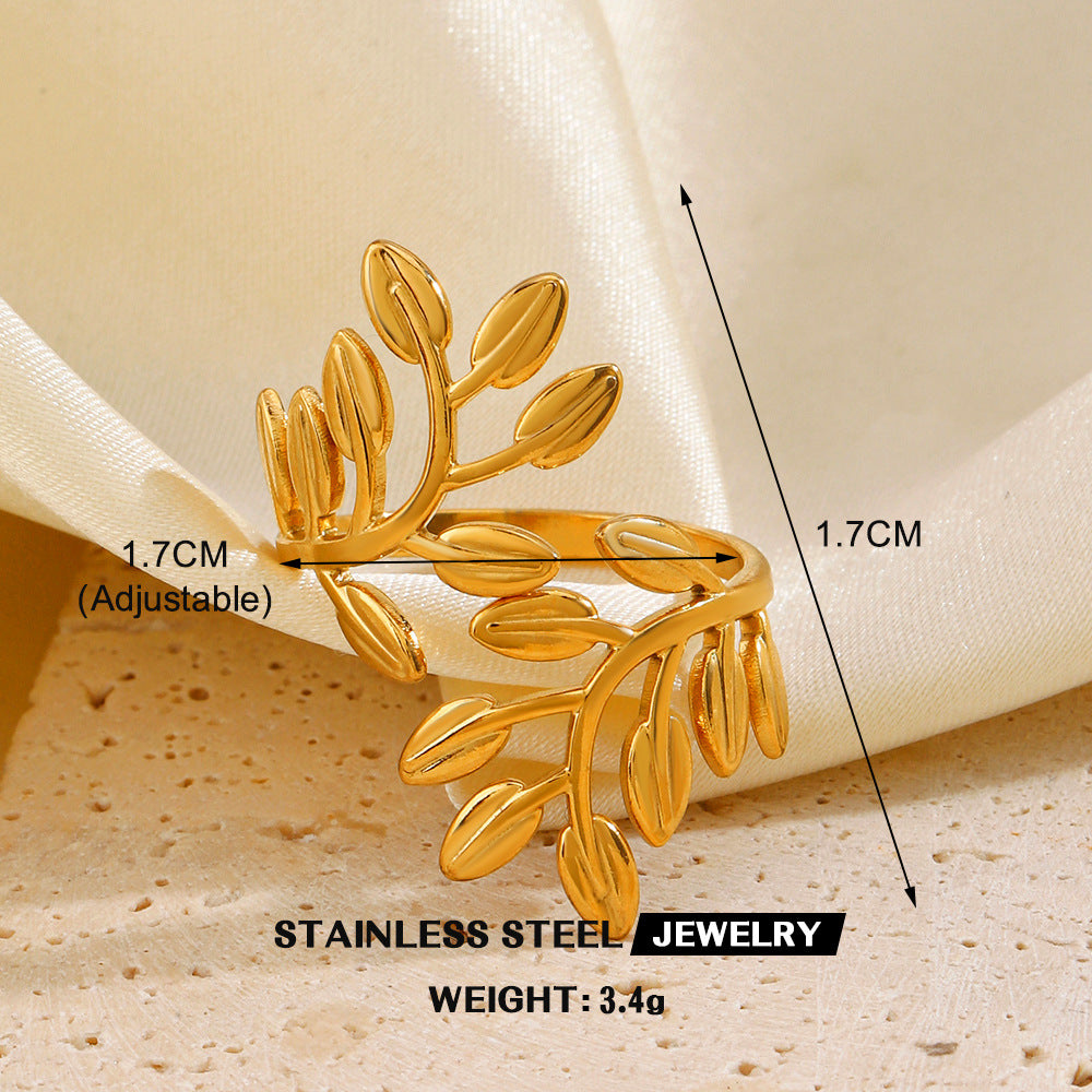 olive bloom ring in gold finish; elegant olive bloom ring for women