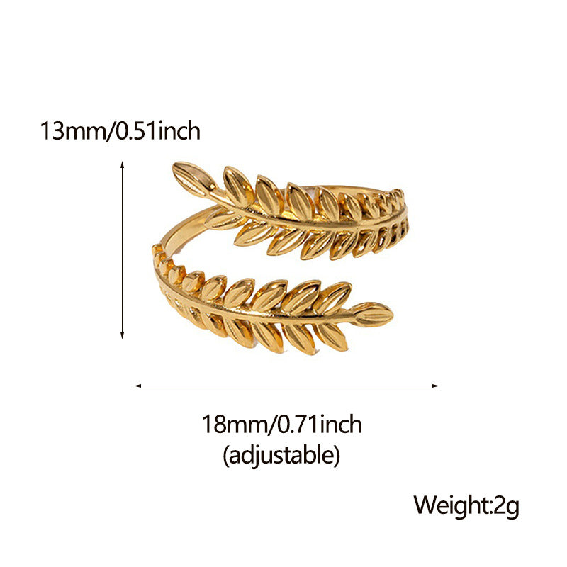 twin olive ring in gold finish; elegant twin olive ring for women