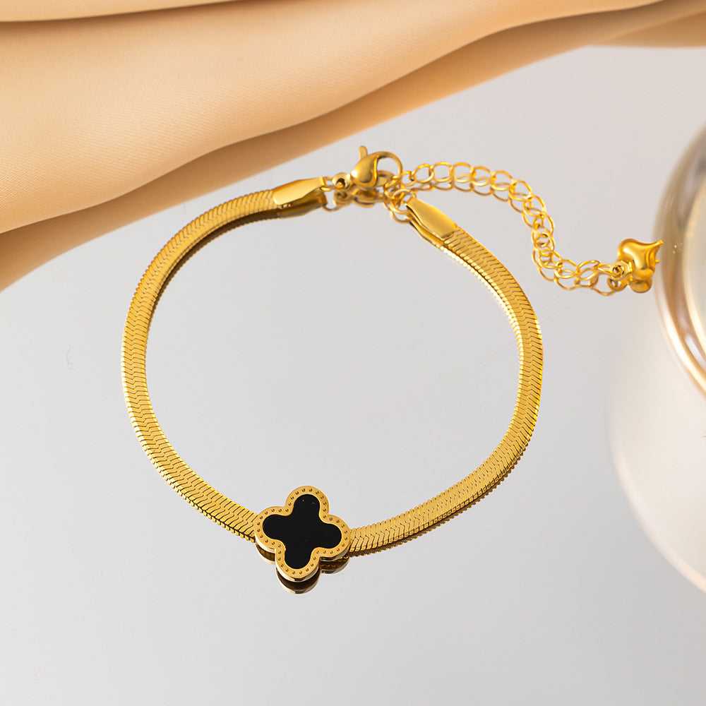 golden clover set in premium finish; elegant golden clover set for women