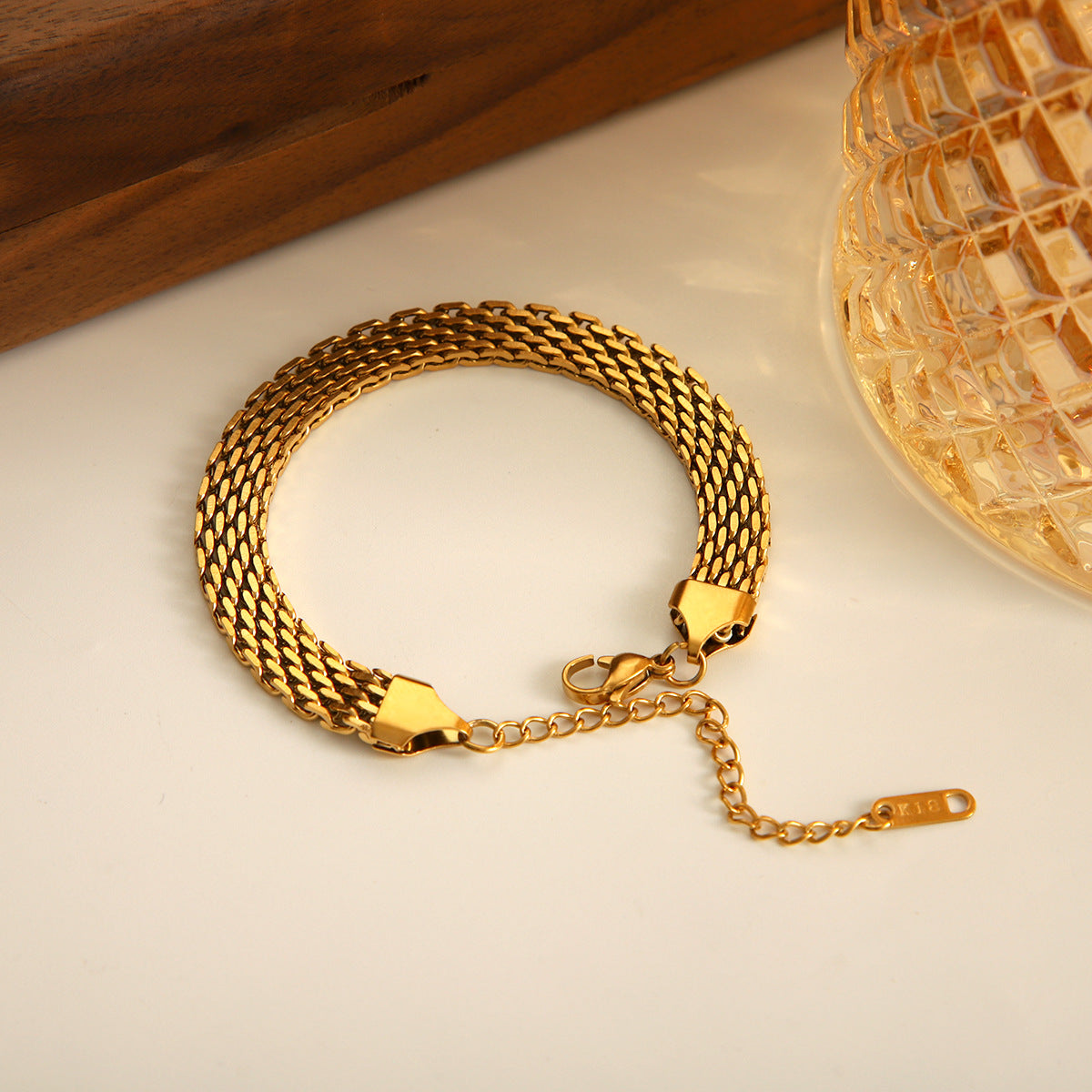 Close-up image of Mesh Glow Bracelet on a white background