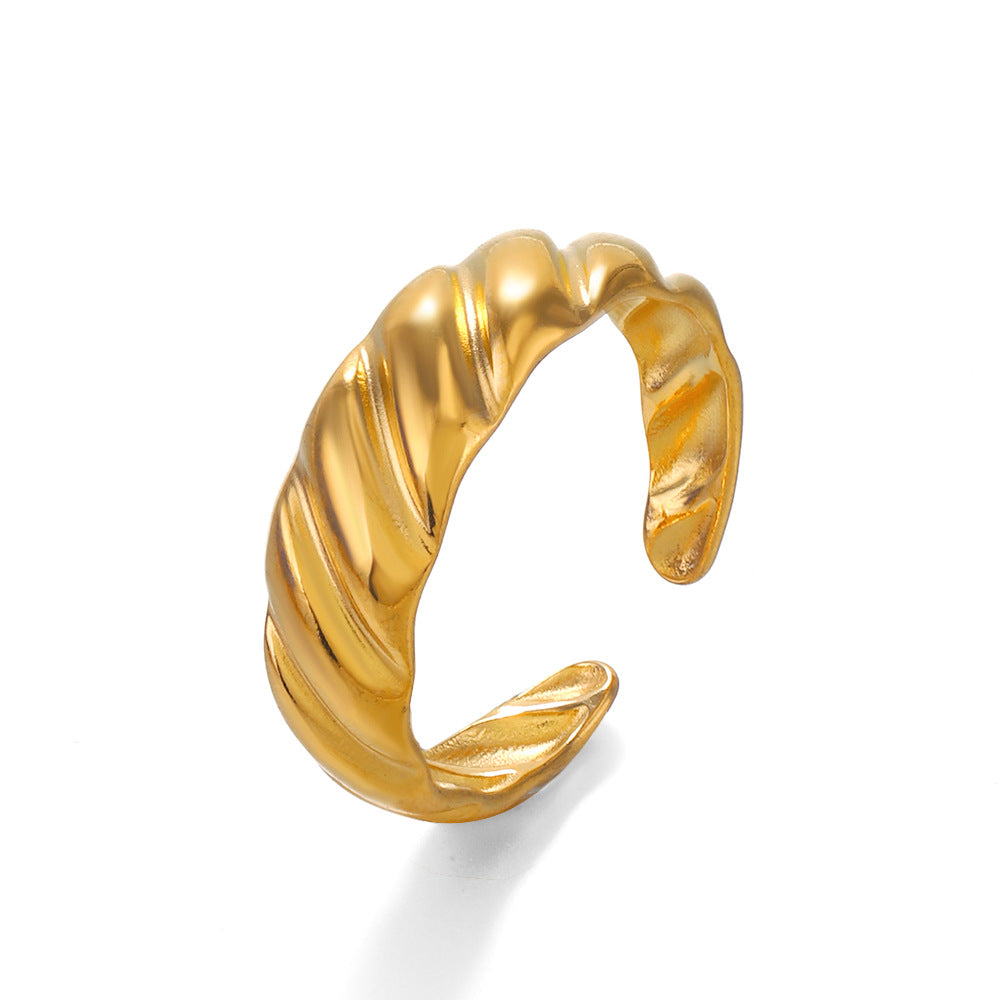 twist glow ring in gold finish; elegant twist glow ring for women