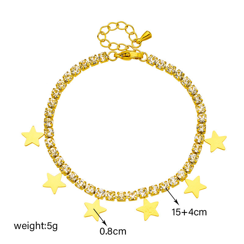 Close-up image of Crystal Stars Bracelet on a white background