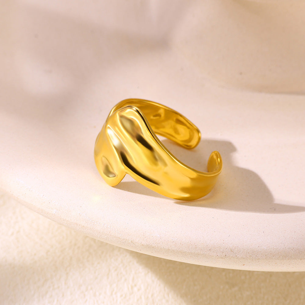 soft flow ring in gold finish; elegant soft flow ring for women