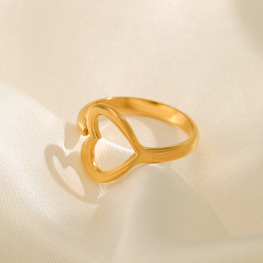 tiny love ring in gold finish; elegant tiny love ring for women