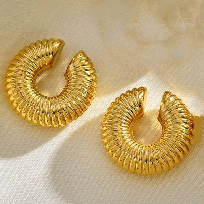 crown curl earrings in gold finish; stylish crown curl earrings for women