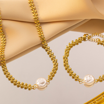 royal pearl set in premium finish; elegant royal pearl set for women