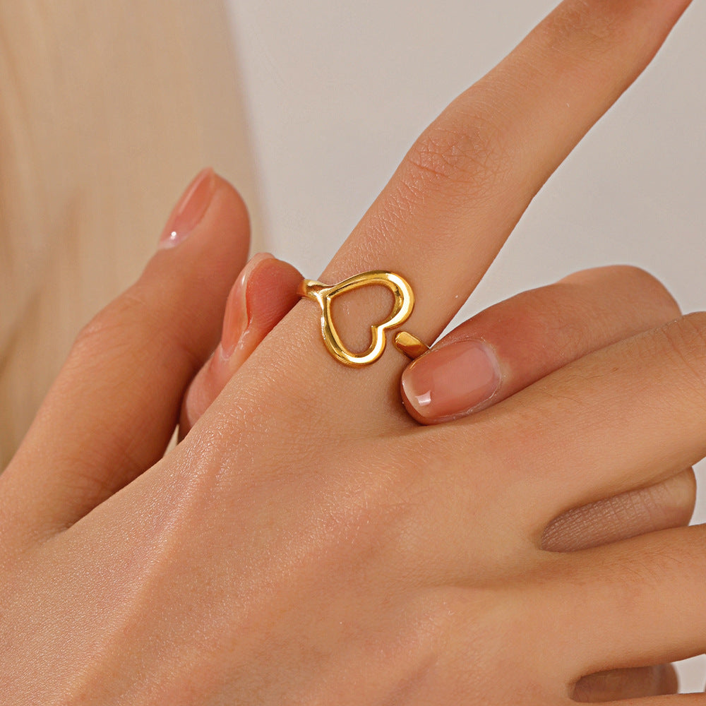 tiny love ring in gold finish; elegant tiny love ring for women