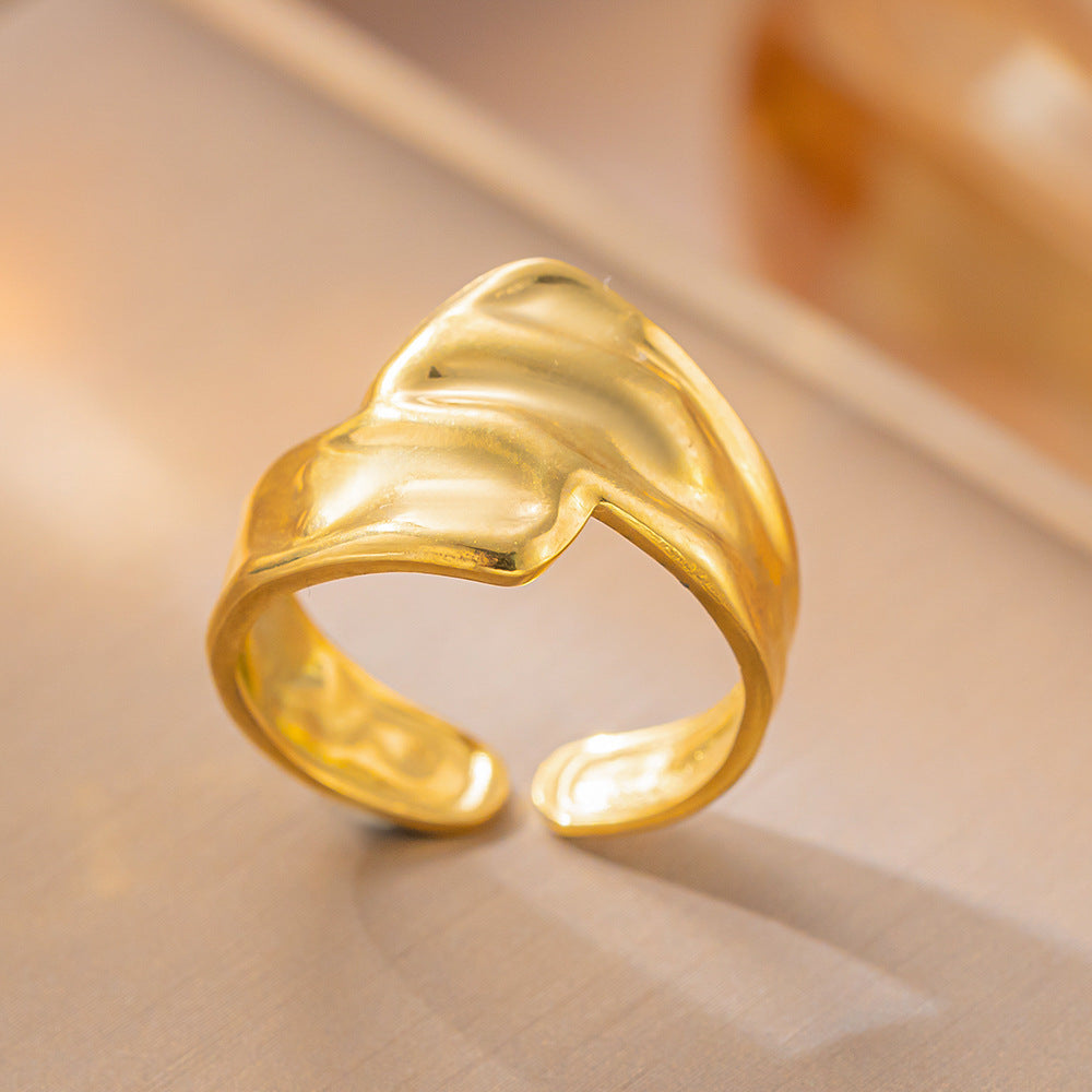 soft flow ring in gold finish; elegant soft flow ring for women