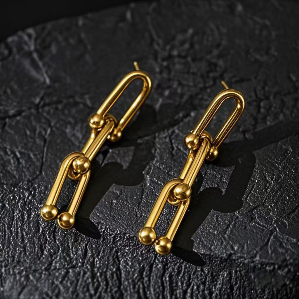 chain drop earrings in gold finish; stylish chain drop earrings for women