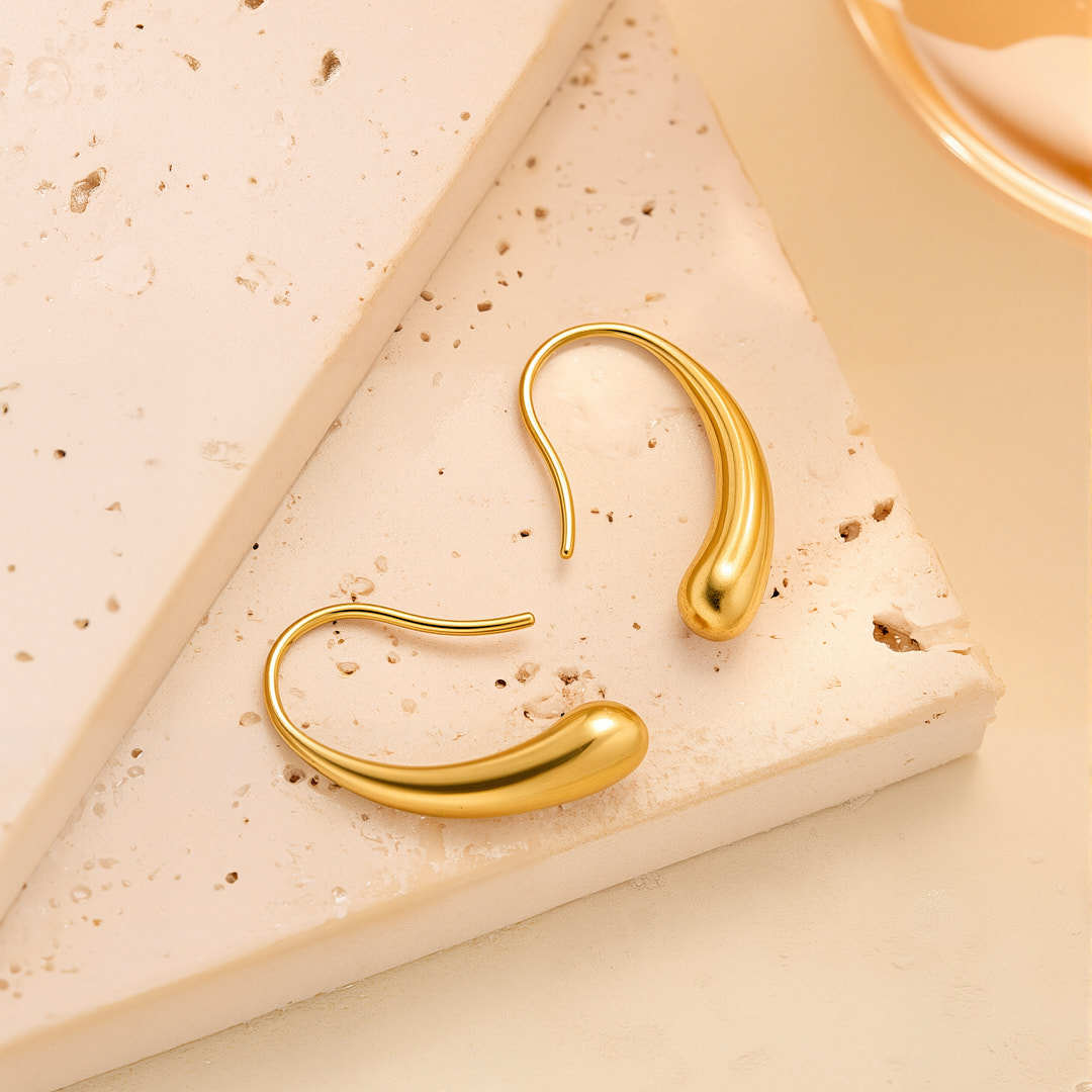 liquid gold earrings in gold finish; stylish liquid gold earrings for women
