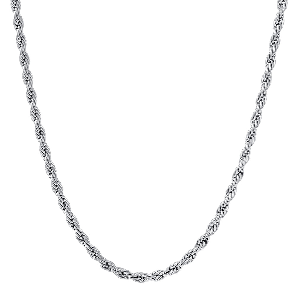 Elegant close-up of Twist of Silver Necklace displayed on a velvet stand