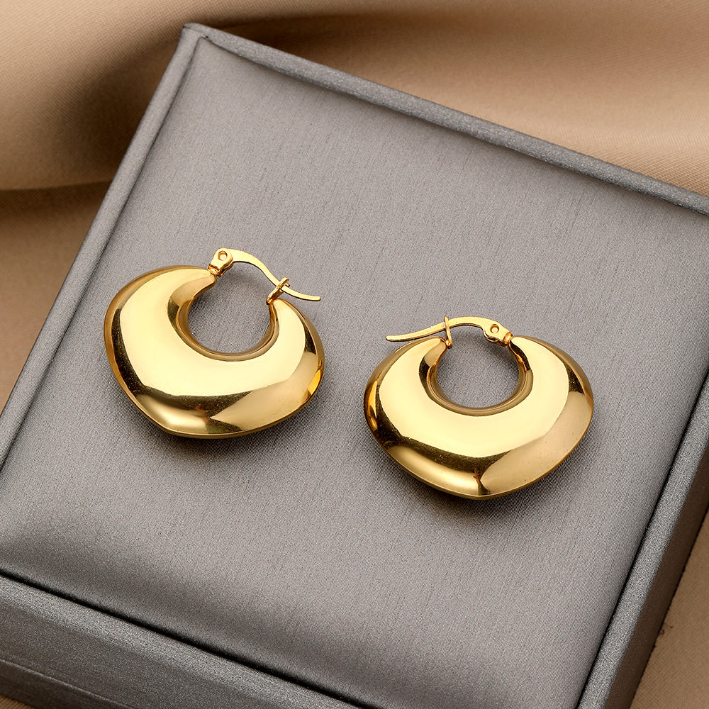 lunar gold earrings in gold finish; stylish lunar gold earrings for women