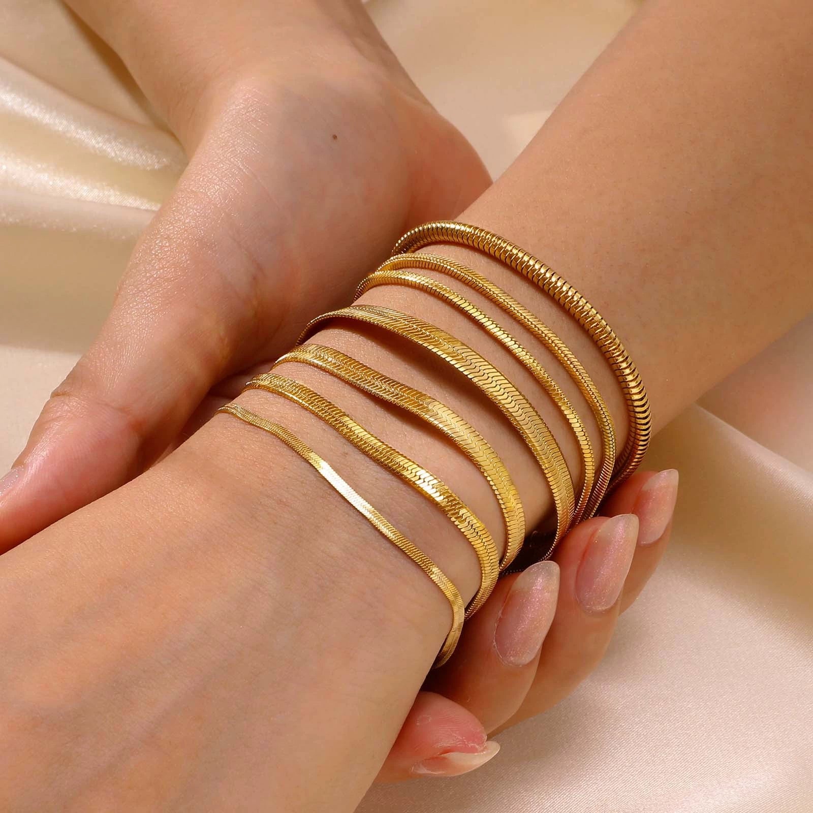 Close-up image of Golden Glide Bracelet on a white background