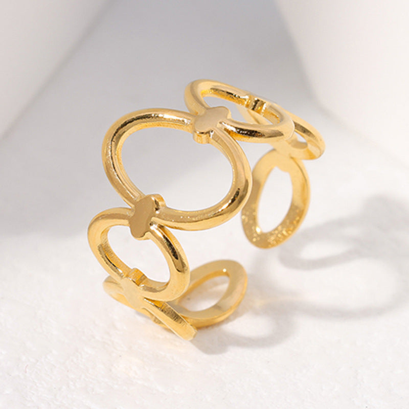 golden loop ring in gold finish; elegant golden loop ring for women