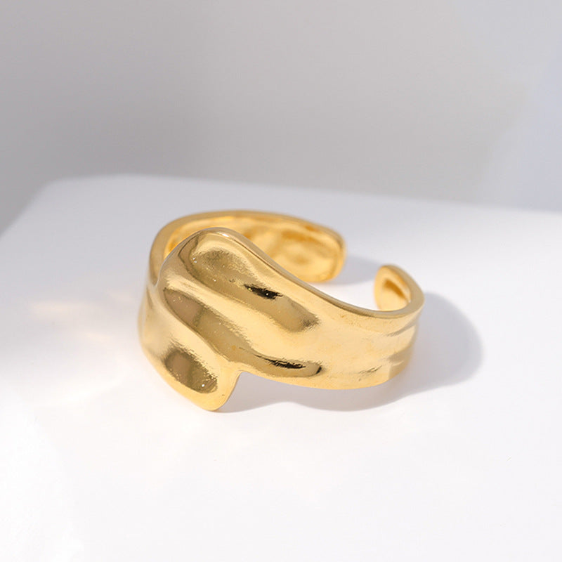 soft flow ring in gold finish; elegant soft flow ring for women