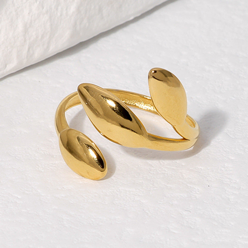 gold bud ring in gold finish; elegant gold bud ring for women