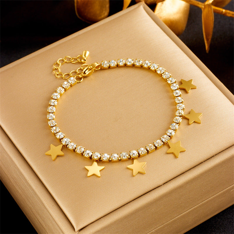 Close-up image of Crystal Stars Bracelet on a white background