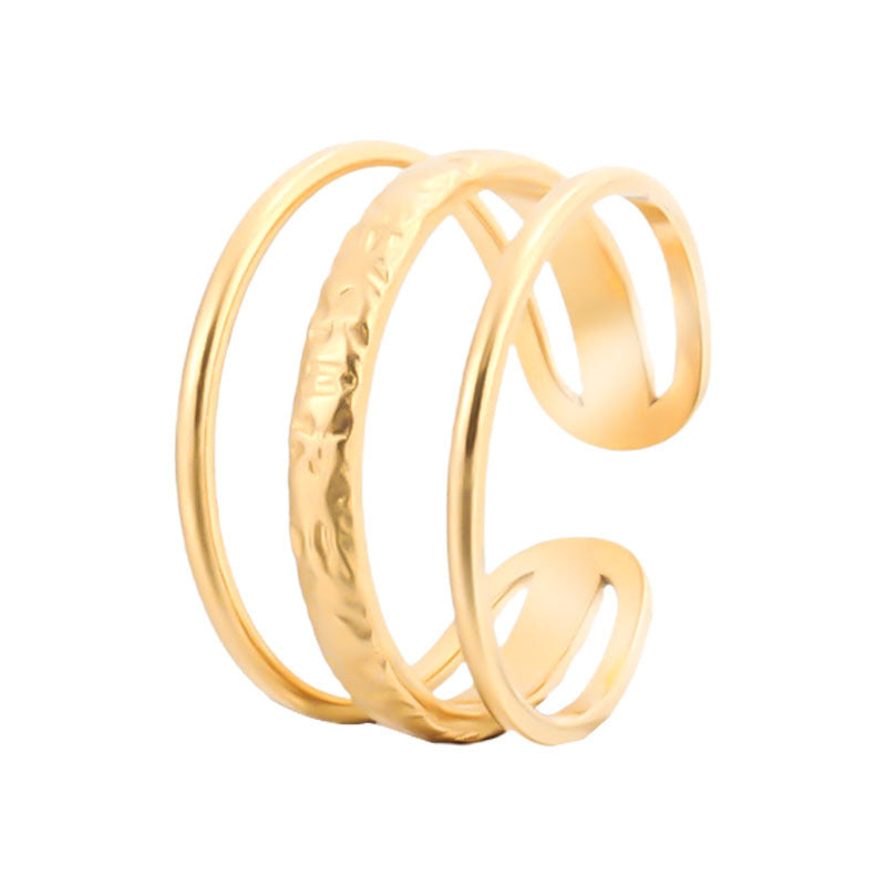 layered shine ring in gold finish; elegant layered shine ring for women