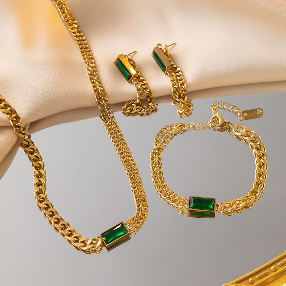 royal emerald set in premium finish; elegant royal emerald set for women
