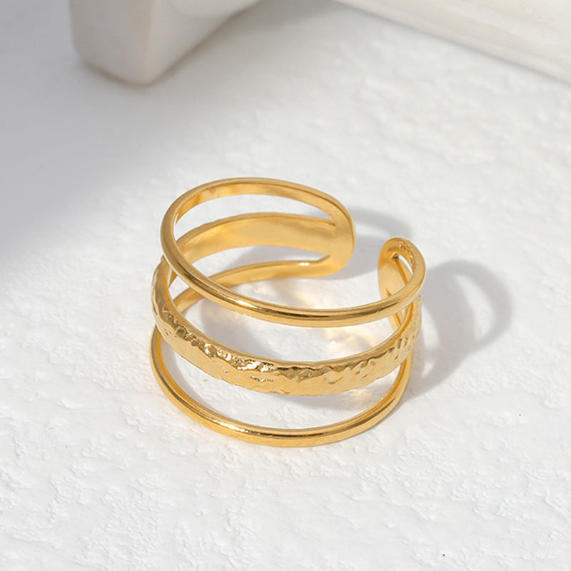 layered shine ring in gold finish; elegant layered shine ring for women