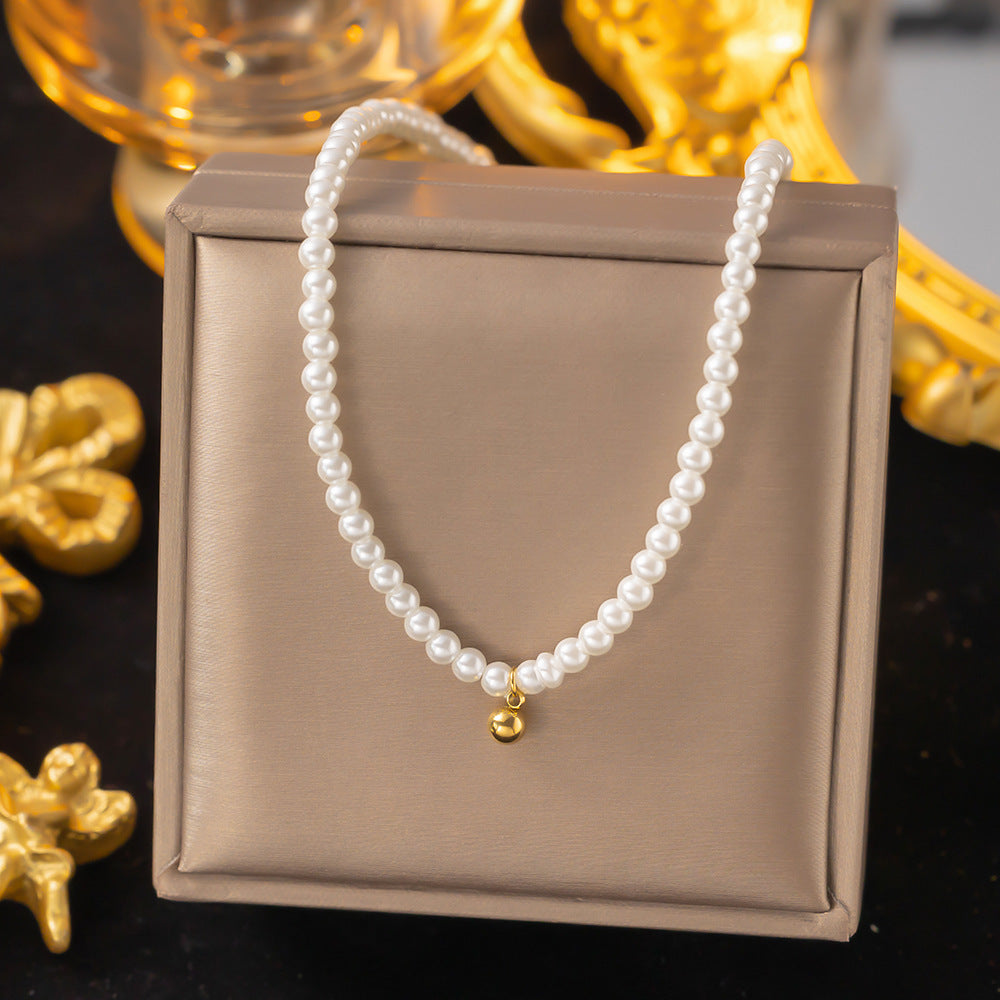 pearl drop set in premium finish; elegant pearl drop set for women