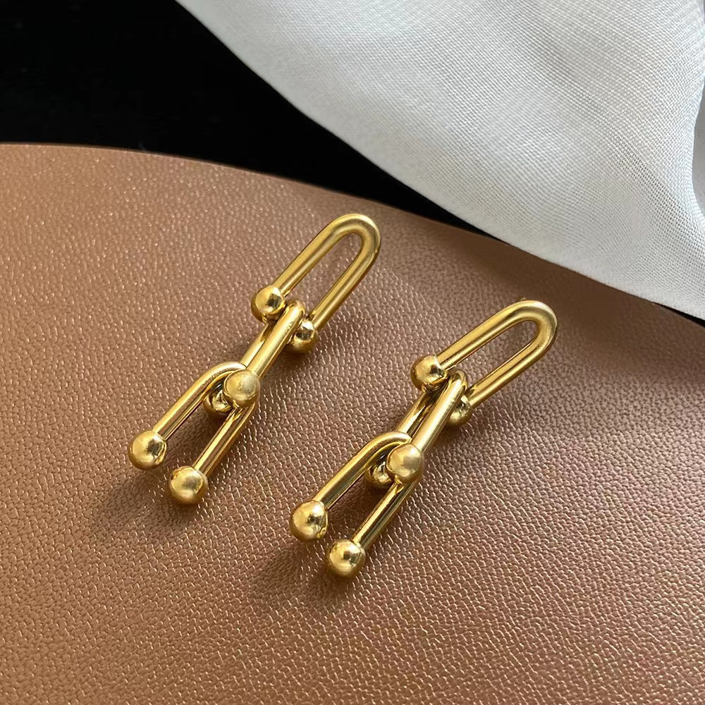 chain drop earrings in gold finish; stylish chain drop earrings for women