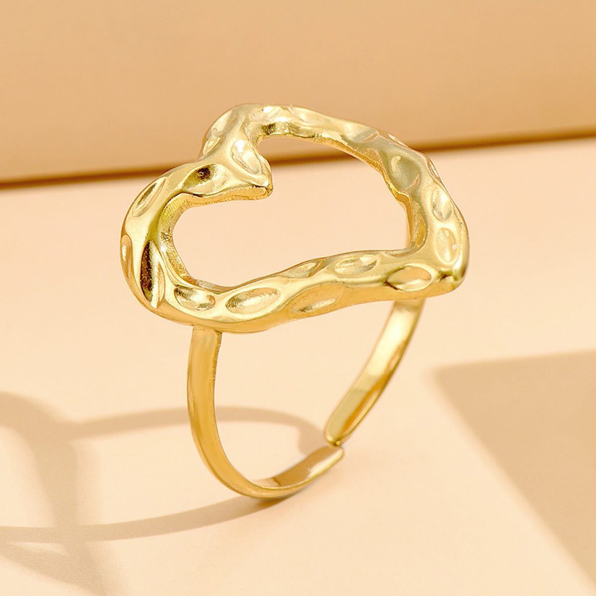 golden feather ring in gold finish; elegant golden feather ring for women