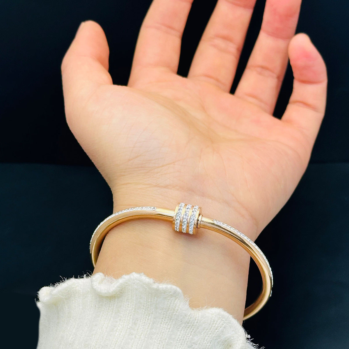 Close-up image of Three Rings Bracelet on a white background