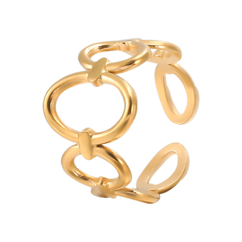 golden loop ring in gold finish; elegant golden loop ring for women
