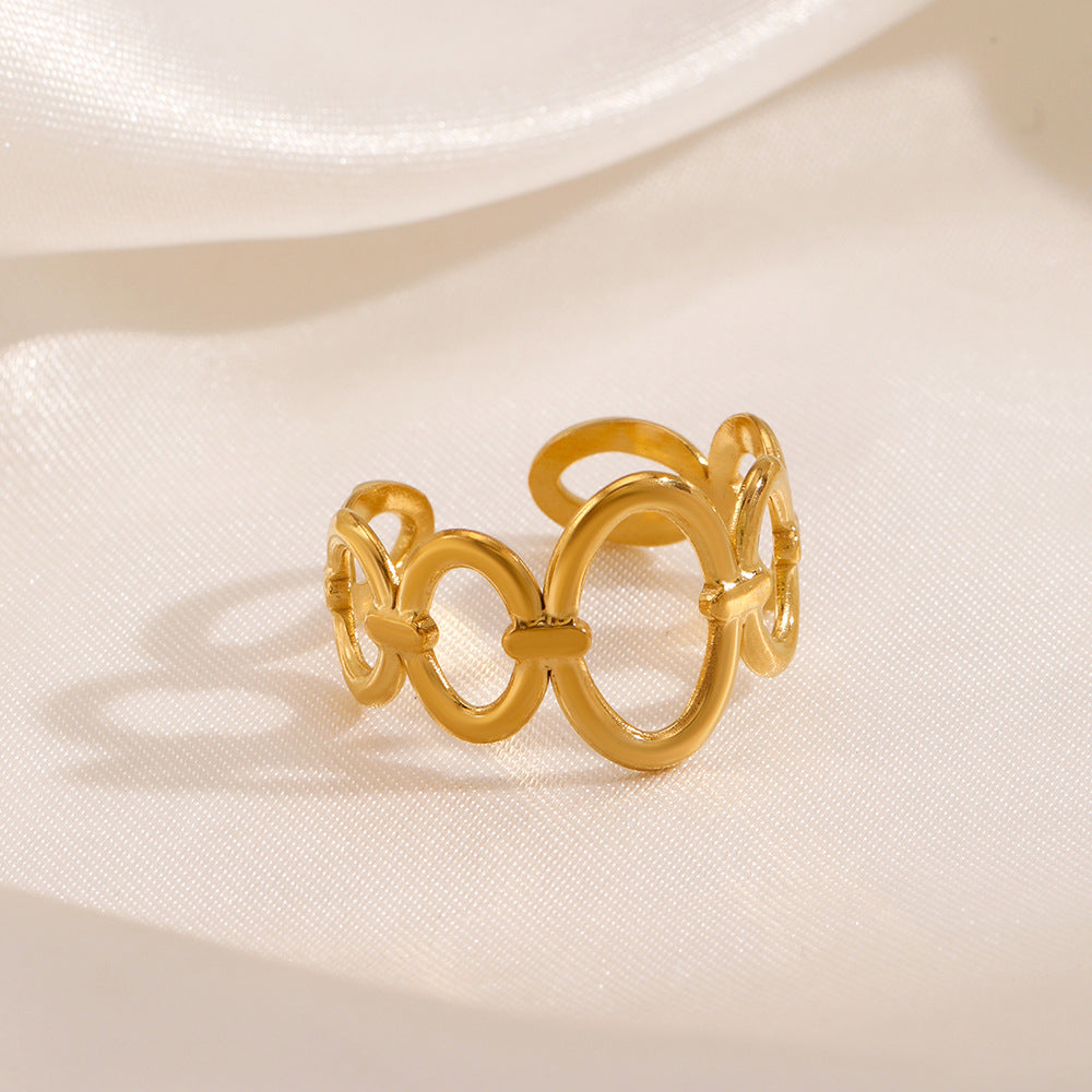 golden loop ring in gold finish; elegant golden loop ring for women