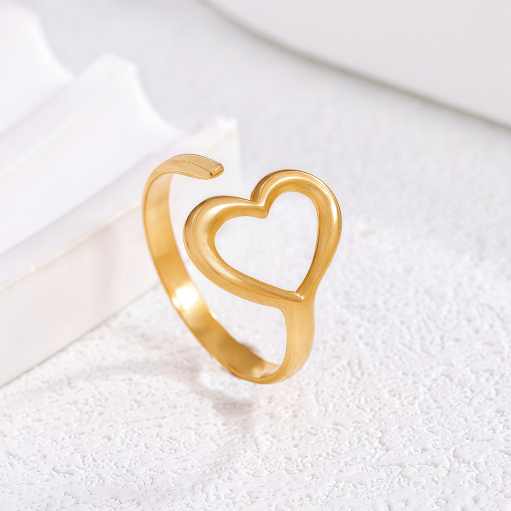 tiny love ring in gold finish; elegant tiny love ring for women