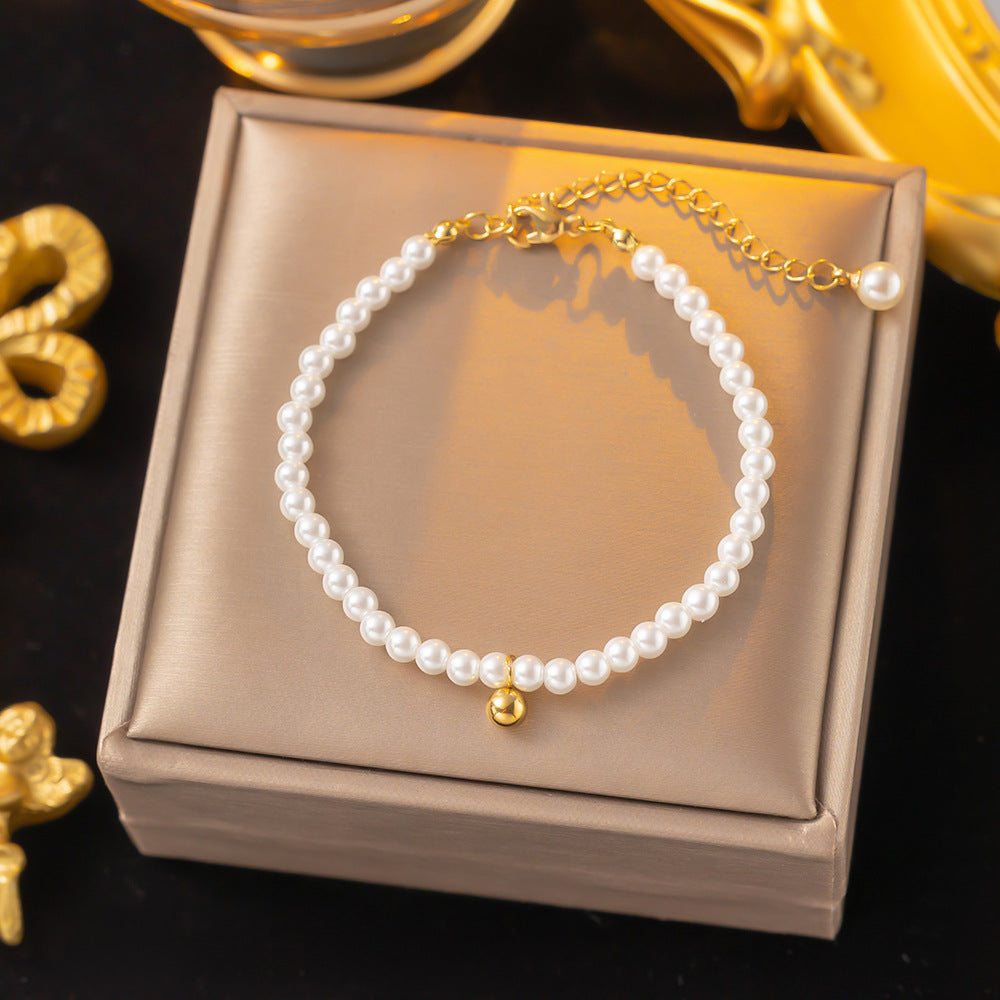 pearl drop set in premium finish; elegant pearl drop set for women