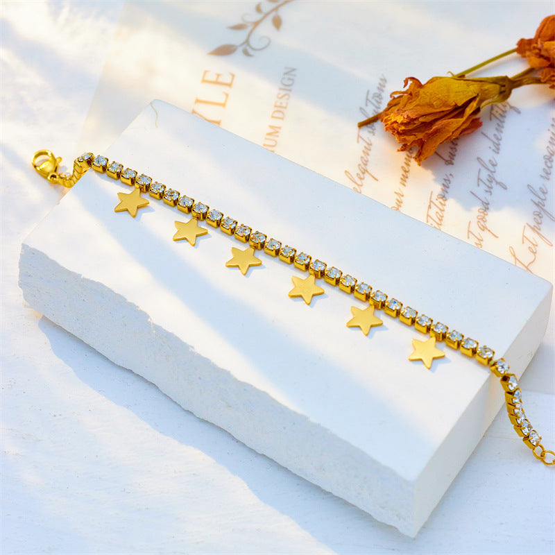 Close-up image of Crystal Stars Bracelet on a white background