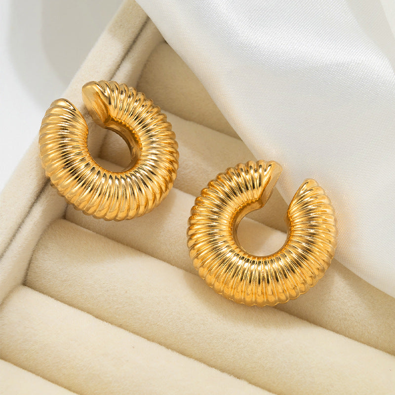crown curl earrings in gold finish; stylish crown curl earrings for women