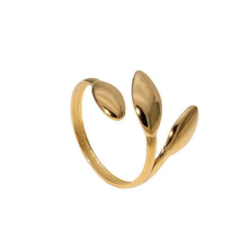gold bud ring in gold finish; elegant gold bud ring for women