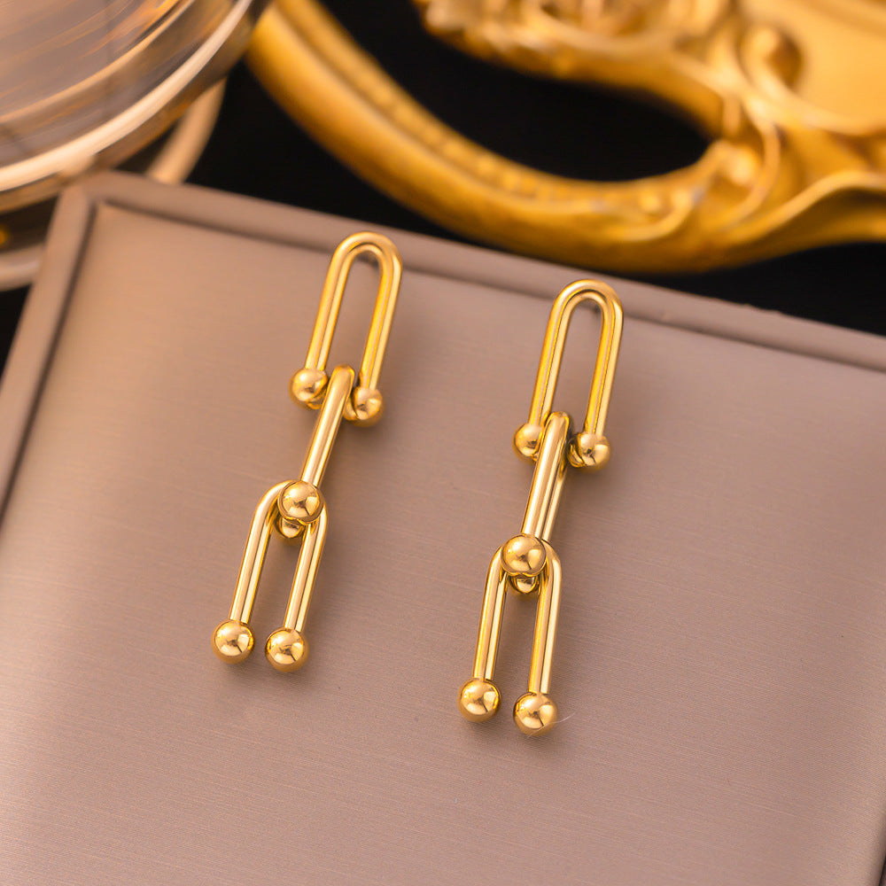 chain drop earrings in gold finish; stylish chain drop earrings for women